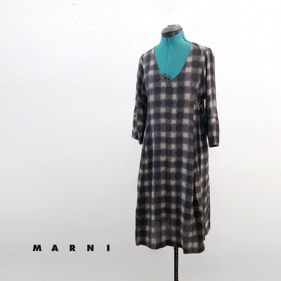 abstract print midi dress